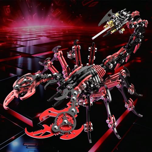 Metalkitor Scorpion 3D Metal Puzzles Kits for Adults Teens – 454 Pcs – Mechanical Assembly Models – 4 Hours to Build – Ideal for Gifts and Decorations (Red and Black)