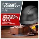 Acerpal Full Brim Non-Vented Classic Black Carbon Fiber Design Matte Finish OSHA Construction Approved Hard Hat with 6-Point Suspension Casco de construccion ACERPAL