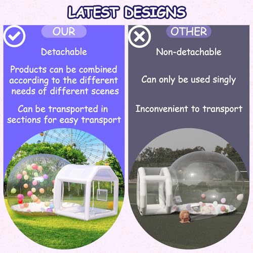 Iuoni 10FT Clear PVC Inflatable Bubble House Dome Tent with Tunnel - Bubble House Dome Inflatable, Ideal for Fun Events and Parties, Durable Inflatable Bubble House, Easy Setup iuoni