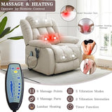 Infinite Position Lay Flat Lift Recliner Chair for Adults, Dual Motor Power Lift Chair for Elderly with Massage & Heating, USB Ports, Remote Control & Lumbar Pillow, Linen Fabric (Ivory)
