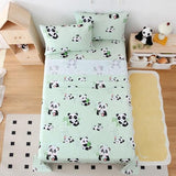 Yibeizi Twin Sheets Set Kids, Sage Green Panda Pattern Microfiber Single Bed Sheets, Cute Soft Oeko-Tex Extra Deep Pocket Sheets & Pillowcases Cooling Hypoallergenic Wrinkle Free Bedsheets Yibeizi