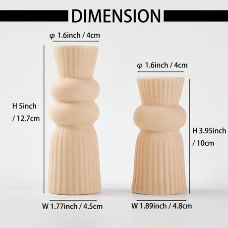 Denique Ceramic Candle Holders Set of 2, Creative Modern Knot Candlestick Holder Set, Table Centerpiece Taper Candle Holders Desktop Decoration for Home Decor, Wedding, Dinning, Party (Beige) Denique