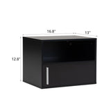 JAXPETY Wall Floating Nightstand Set of 2 Modern Side Table Wall Mounted Shelf with Cabinet Storage for Living Room, Bedroom, Dorm, Black JAXPETY