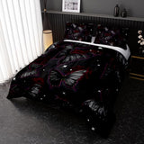 Black Butterfly Comforter Sets Twin Size, Black Butterfly Flowers 3D Animal Pattern Kids Bedding Sets for Girls Teens 3 Piece Bedroom Decor Comforter with 2 Pillowcases Nttopship