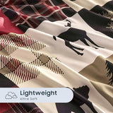 Wake In Cloud - Rustic Comforter Set, Cabin Christmas Lodge Western Country Bear Deer Moose Woodland RV Outdoor Theme, Soft Lightweight Bedding, 3 Pieces, Burgundy Black, California King Size Wake In Cloud