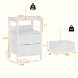 Furologee End Table with Charging Station, Nightstand with Fabric Drawers, Side Tables with USB Ports & Outlets, Night Stand with Storage Shelf & Hooks, for Living Room/Bedroom, White Furologee