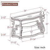 Goujxcy Elegant Retro Console Table, 3-Tier Traditional Rectangle Sofa Table with Tempered Glass Top, Mid-Marble Shelf, Vintage Accent Entryway Table for Living Room Hallway, Easy Assembly Goujxcy