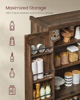 VASAGLE Pantry Cabinet, 15.7 x 30 x 71.7 Inches, Freestanding Tall Cupboard Storage Cabinet with a Drawer, 2 Cabinets, 6 Adjustable Shelves, for Living Room, Kitchen, Deep Brown UBBK561K01 VASAGLE