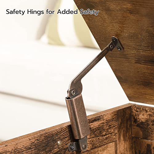 HOOBRO Toy Box, Retro Wooden Look Storage Chest with Safety Hinge, Entryway Storage Bench Supports 220 lb, 29.9 x 15.7 x 18.9 Inches Toy Chest Organizer, Easy Assembly (Rustic Brown) BF75CW01G1 HOOBRO