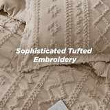 Bedsure Tufted Boho Comforter Set Twin Size - Khaki Boho Bed Set, GentleSoft™ 2 Pieces Farmhouse Shabby Chic Embroidery Bedding, Gifts for Woman, Soft Jacquard Twin Comforter for All Seasons Bedsure