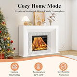 Weyderk 50 inch Electric Fireplace with Mantel, Fireplace TV Stand with 23" Insert Heater for Living Room Bedroom, 12 Flame Colors, Remote Control, Touch Screen, Timer, Weathered Stone Weyderk