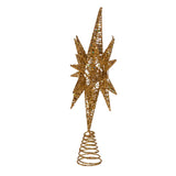 Kurt Adler Un-Lit Gold Glitter Wire 3D Star Treetop, 16.5-inch Length, Gold-Tone, Metal, Holiday Decor Kurt S. Adler