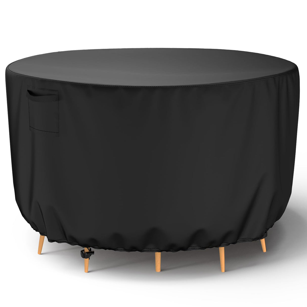 Mrrihand Round Patio Furniture Cover - Outdoor Chair Covers Waterproof Heavy Duty 600D Outdoor Table Chair Set Covers Anti-Fading Cover for Outdoor Furniture Set, 62" DIAx28 H, Black Mrrihand