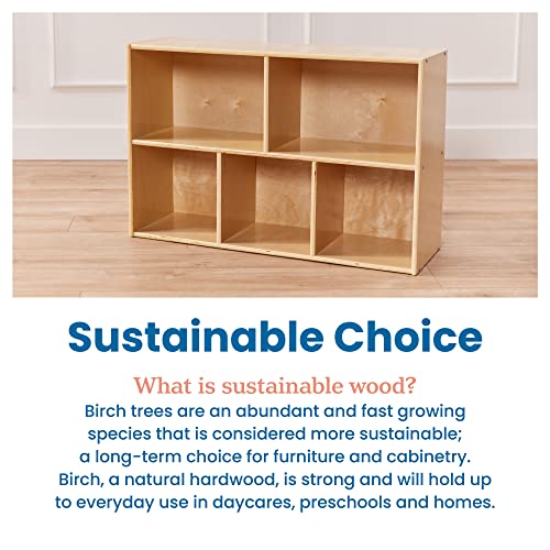 ECR4Kids Streamline 5-Compartment Storage Cabinet, 24in, Classroom Furniture, Natural ECR4Kids