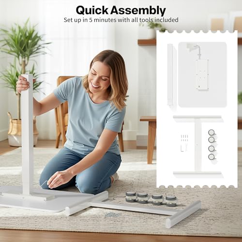 Adjustable Height Standing Desk on Wheels, Portable Rolling Desk and Laptop Stand, Walking Pad Desk | Rolling Standing Table for Home Office, Small Computer Workstation Simple Deluxe