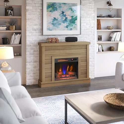 duraflame® Shiplap Wall Mantel Electric Fireplace, Calvin Brown Duraflame