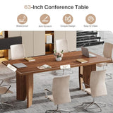 Tribesigns 5.3ft Conference Table for 4-6 People, Rectangular Conference Room Table, Large Wooden Meeting Table for Office, Brown Tribesigns
