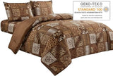 WPM WORLD PRODUCTS MART 3 Piece Animal Print Comforter with Pillow Sham, Chocolate Brown Leopard Zebra Giraffe Jungle Forest Theme Design Queen Size Bedding- Safari (Brown, Queen) WPM WORLD PRODUCTS MART