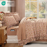 BLOOMHAVEN Queen Comforter Set - 7 Pieces Ruffle Brown Bedding Sets, Shabby Chic Farmhouse Bed in a Bag with Ruffle Comforter, Sheets, Pillowcases & Shams BLOOMHAVEN