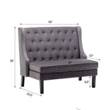 46" Small Modern Loveseat Settee Sofa Linen Fabric 2-Seat Sofa Couch Tufted Love Seat Dining Bench with Back Upholstered Banquette Sofas for Living Room Bedroom Small Space Entryway Steel Grey Tongli