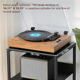 LELELINKY Large Black Record Player Stand, 3 Tier Big End Table with Vinyl Storage Up to 130 Albums, Turntable Stand, Industrial Printer Tables, Modern Side Tables for Living Room, Bedroom, Office LELELINKY