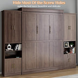 Rophefx Murphy Bed Queen with 2 Side Cabinet Storage Shelves, Queen Wall Bed Cabinet with USB Port, Wood Foldable Platform Bed Frame, Space Saving Beds, Modern Hidden Bed for Guest Room, Home, Walnut Rophefx
