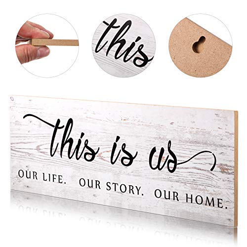 Jetec This is Us Wooden Wall Sign Family Wall Plaques Inspiration Wood Sign Farmhouse Entryway Sign Rustic Wall Plaques Art with Quotes for Living Room Bedroom Christmas Decorations(Antique White) Jetec