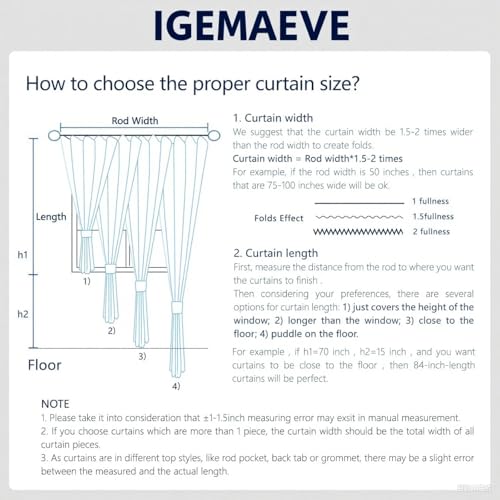 IGEMAEVE 100% Blackout Curtains for Bedroom Living Room, Sliding Door Curtains 84 Inch Length, Extra Wide Privacy Room Divider Grommet Thermal Insulated Drape for Patio Door Window(W100 x L84,1 Panel) IGEMAEVE
