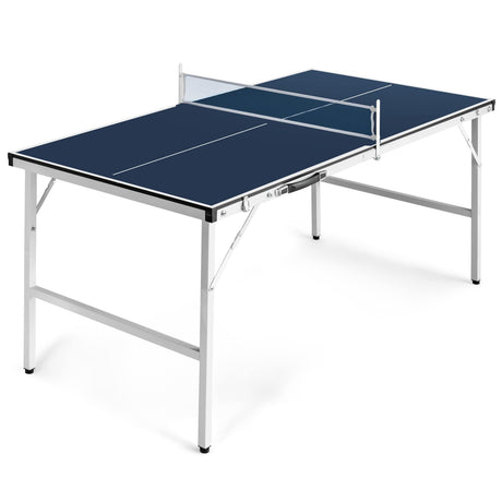 Tiktun Ping Pong Table, Foldable Tennis Table,with 2 Table Tennis Paddles and 3 Balls, Indoor/Outdoor Portable Table Tennis Game with Net,Blue,Medium Tiktun