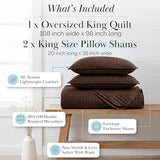 Southshore Fine Living, Inc. Oversized King Quilt Bedding Set, Soft Brushed Microfiber Bedspread, Pet Hair Resistant Bedding, California/King Quilt Coverlet Set with 2 Shams, Chocolate Brown Southshore Fine Living, Inc.