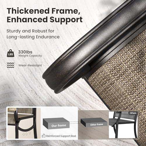 PHI VILLA Round Patio Dining Set for 4 Person, 42'' Round Metal Slat Table with Umbrella Holes and 4 High Back Fixed Chairs All Weather Outdoor Table and Chairs Set for Deck Garden Yard PHI VILLA
