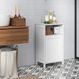 Tangkula White Freestanding Bathroom Storage Cabinet with Adjustable Shelf Tangkula