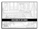 Beach Homes: An Adult Coloring Book with Beautiful Vacation Houses, Charming Interior Designs, and Relaxing Nature Scenes WoodArtSupply