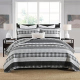 Homzard King Size Comforter - 100% Cotton, Black White Striped King Quilt Bedding Set,Black Grey Plaid Striped Bedding King,Farmhouse Lightweight Comforter for Bed,All Season Homzard