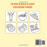 Food Drinks & Munchies: Coloring Book for Adults and Children, Bold and Easy, Simple and Big Designs for Relaxation Featuring a Variety of food and ... bold and easy (Mr. Thomas Coloring Books) WoodArtSupply