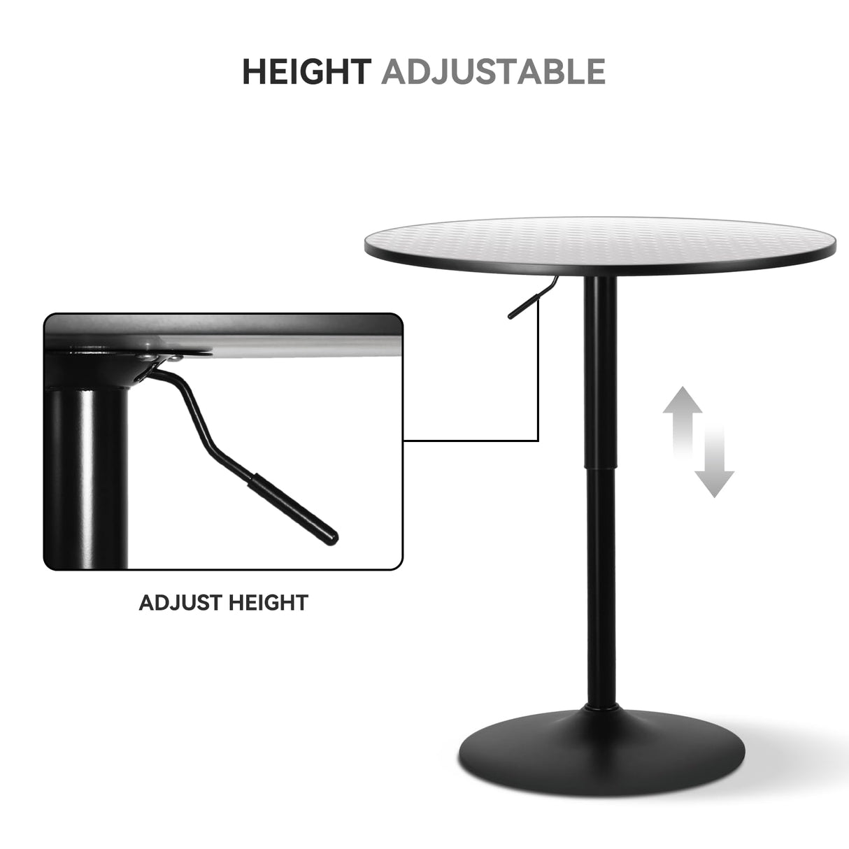 SFIHOME 31.5 Inch Round Pub Table Cocktail Table for Dining Room Kitchen Patio Bar, 27.5"- 36" Height-Adjustable, Bar Height Pub Table High Top Table with Metal Pole and Base, Silver SFIHOME