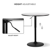 SFIHOME 31.5 Inch Round Pub Table Cocktail Table for Dining Room Kitchen Patio Bar, 27.5"- 36" Height-Adjustable, Bar Height Pub Table High Top Table with Metal Pole and Base, Silver SFIHOME