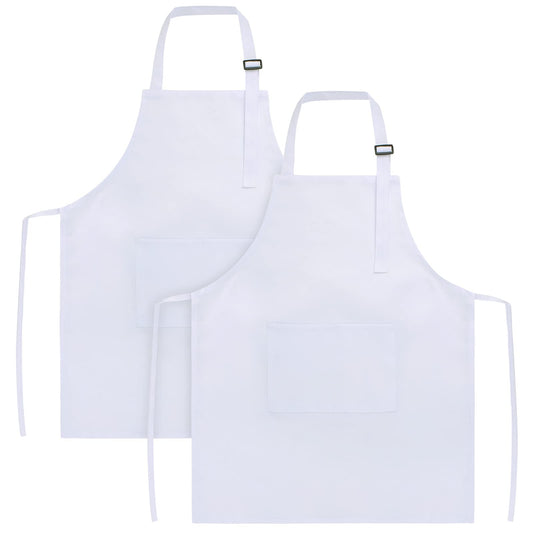 SINLAND Kids Apron with Pocket 2 Pack Adjustable Children Chef Apron for Cooking Baking Painting (M: 6-12 Years)