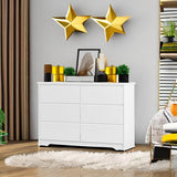 Panana Modern 6 Drawer Double Dresser, Wood Wide 6 Chest of Drawers with Deep Drawers Floor Storage Lateral Drawer Cabinet Organizer for Living Room Bedroom Home Office (White) Panana