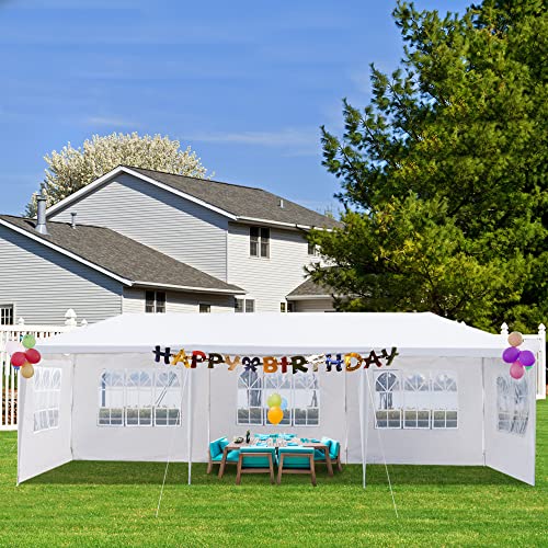 susici 10x30 Outdoor Party Tent with 5 Removable Sidewalls & Transparent Windows Outside Gazebo Canopy Tent Event Tent for Wedding, Birthday, Garden Parties and Backyard Patio BBQ Events