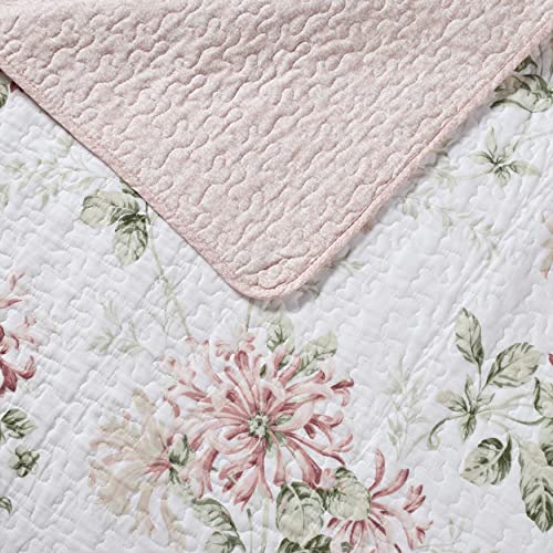 Laura Ashley - Twin Quilt Set, Soft Cotton Bedding with Reversible Design, Lightweight Bedding for Year Round Comfort, 2 Piece Bed Set with Matching Pillowcase (Honeysuckle Pink) Laura Ashley