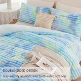ZRNBAST Fluffy Duvet Cover Twin Size, Tie Dye Blue Green Plush Fleece Bedding Sets, Super Soft Faux Fur Bed Set with Zipper, Luxury Fuzzy Comforter Cover with 2 Pillowcases(Blue Green, Twin) ZRNBAST