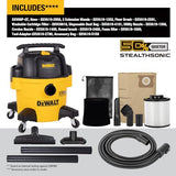 DEWALT 6 Gallon STEALTHSONIC Wet Dry Shop Vac, Powerful Suction & Portable Shop Vacuum with Attachments, Ultra Quiet Heavy Duty Shopvac for Home, Garage, Car, Workshop, Jobsite, DXV06P-QT, 5 Peak HP DEWALT