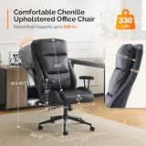 VINGLI Executive Ergonomic Office Chair with 100-130° Reclining, High-Back Desk Chair with Adjustable Base & Headrest Support & Wheels, Comfy Gaming Chair for Computer, Home Office, Pu-Leather, Black VINGLI