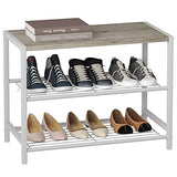 HOMEFORT 3-Tier Shoe Rack, Shoe Storage Shelf, Industrial Shoe Tower, Narrow Shoe Organizer for Closet Entryway, Small Shoe Rack Table with Durable Metal Shelves, White Oak HOMEFORT