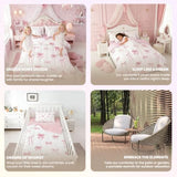 Erosebridal Pink Bow 7 Piece Comforter Set for Girls, Cute Bowknot Bedding Sets Bed in A Bag Twin Size Kawaii Ribbon Bow Sheet Set for Kids Boys Teens Women Bedroom Bow Knot Aesthetic Bed Sets Erosebridal