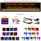 74" Smart Electric Fireplace Inserts,Slim Fireplace with APP Control & Remote Control& Touch Panel,13 Adjustable Flame Color&13 Fuel Bed Colors,750W/1500W,Black VINEMOUNT
