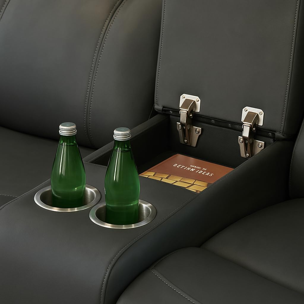 GUEAPY Reclining Loveseat Sofa with Heat and Massage, 70" Leather Dual Recliner Couch with Cup Holders, Storage Drawer & Infinite Reclining Angles,Reclining Loveseat for Living Room, Apartment, RV GUEAPY