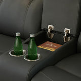 GUEAPY Reclining Loveseat Sofa with Heat and Massage, 70" Leather Dual Recliner Couch with Cup Holders, Storage Drawer & Infinite Reclining Angles,Reclining Loveseat for Living Room, Apartment, RV GUEAPY