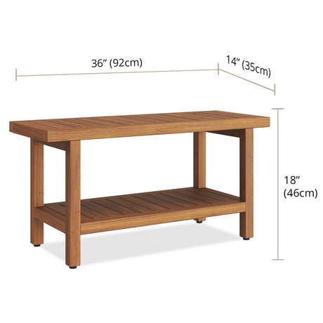 AquaTeak The Original 36" Spa Teak Shower Bench with Shelf AquaTeak
